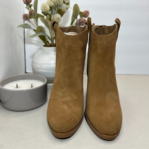 Mia Rhys Heeled Suede Bootie Leather Pull On Brown Women's US 6M NWOB - Picture 2 of 10